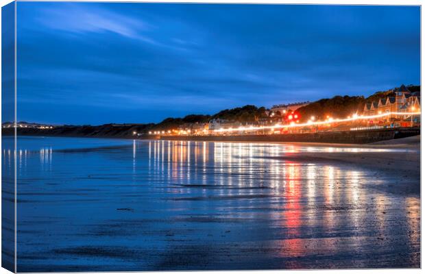 Filey Beach Reflects at Blue Hour Canvas Print by Tim Hill