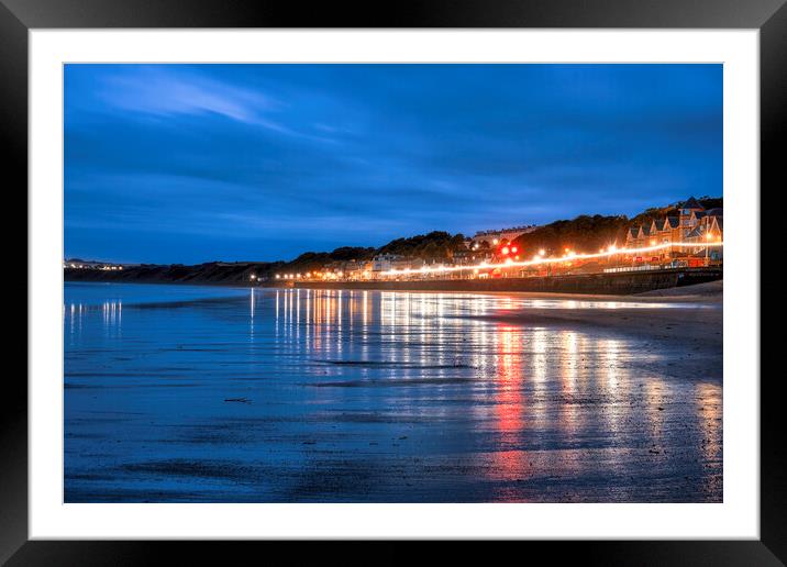 Filey Beach Reflects at Blue Hour Framed Mounted Print by Tim Hill