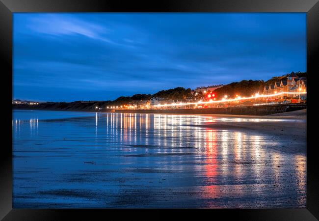 Filey Beach Reflects at Blue Hour Framed Print by Tim Hill