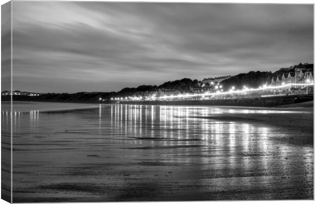 Filey Beach Reflections Black and White Canvas Print by Tim Hill