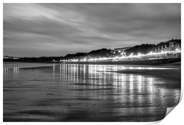 Filey Beach Reflections Black and White Print by Tim Hill