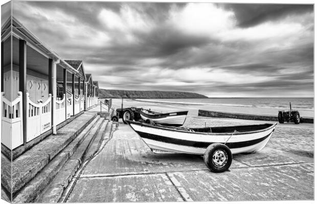 Filey Boat Ramp Black and White Canvas Print by Tim Hill