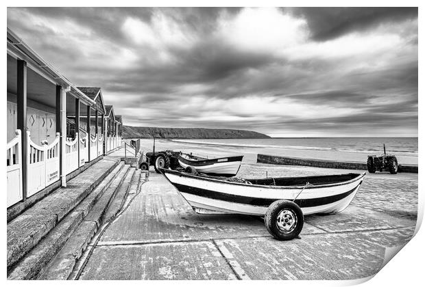 Filey Boat Ramp Black and White Print by Tim Hill