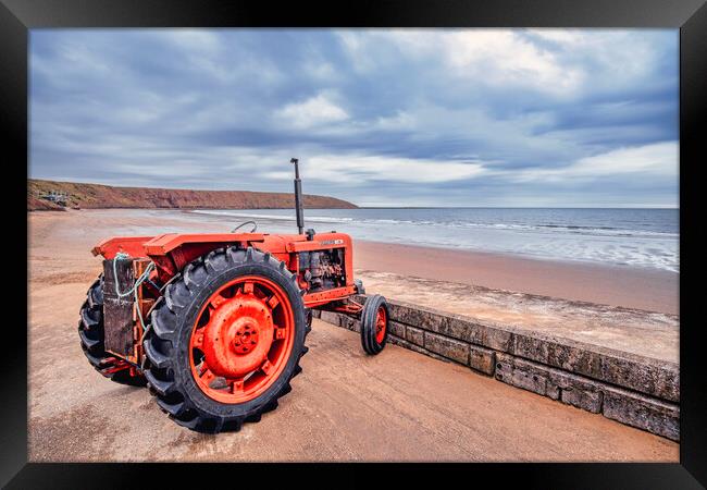 Filey Nuffield Beach Tractor Framed Print by Tim Hill