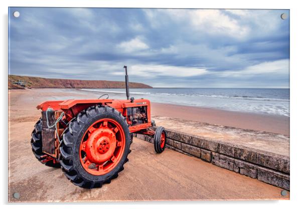 Filey Nuffield Beach Tractor Acrylic by Tim Hill