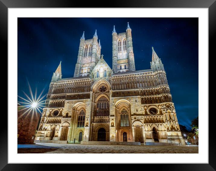 Lincoln Cathedral at night  Framed Mounted Print by Andrew Scott