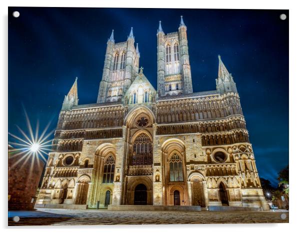 Lincoln Cathedral at night  Acrylic by Andrew Scott