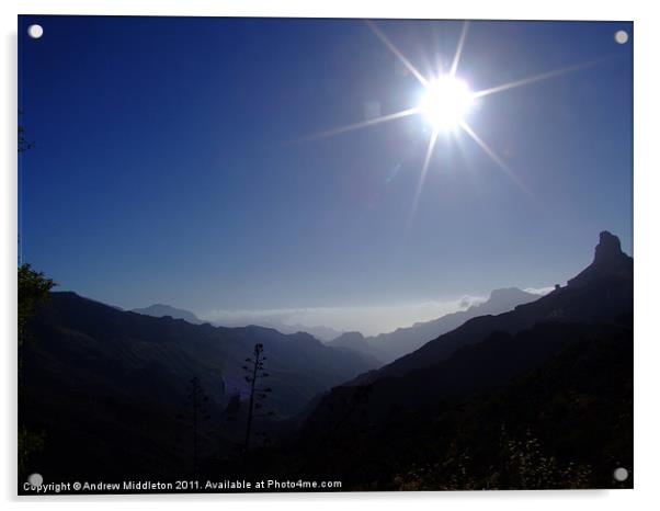 Gran Canaria (Artenara) Roque Bentaiga Acrylic by Andrew Middleton