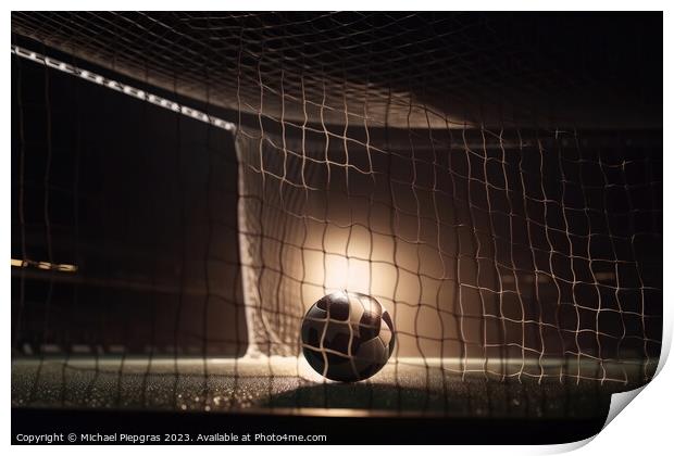 A football goal without a goalkeeper - a ball flying into the ne Print by Michael Piepgras