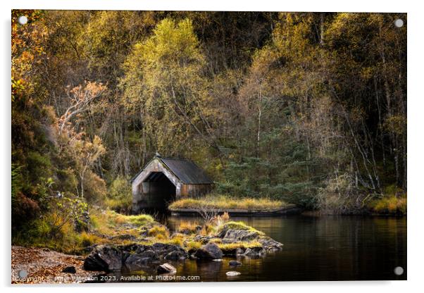 Boathouse on Loch Chon in the Trossachs Acrylic by Peter Paterson