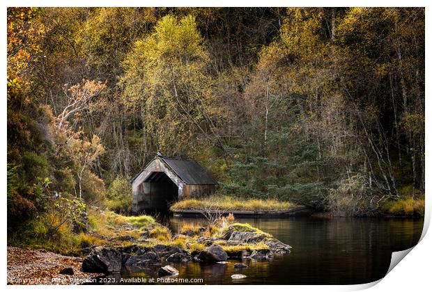 Boathouse on Loch Chon in the Trossachs Print by Peter Paterson