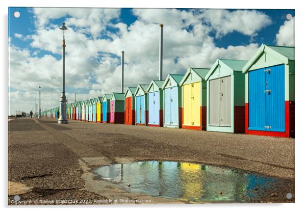 Hove Beach Huts Acrylic by Slawek Staszczuk