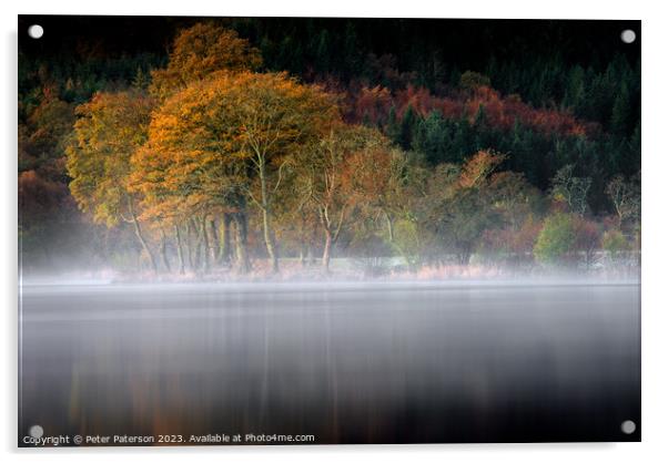 Rising Mist on Loch Ard Acrylic by Peter Paterson