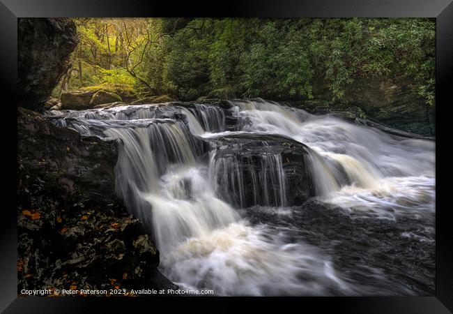 Waterfall on River Arklet in the Trossachs Framed Print by Peter Paterson