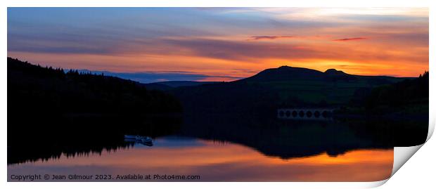 Sunset over Ladybower Reservoir Print by Jean Gilmour