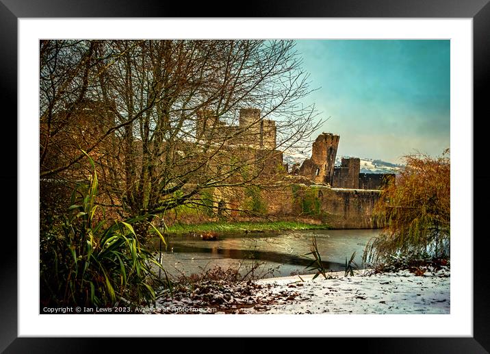 Winter at Caerphilly Castle Framed Mounted Print by Ian Lewis