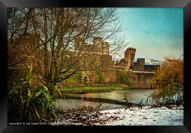 Winter at Caerphilly Castle Framed Print by Ian Lewis