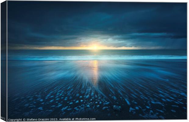 Sea at sunset after the thunderstorm. Marina di Cecina, Tuscany Canvas Print by Stefano Orazzini