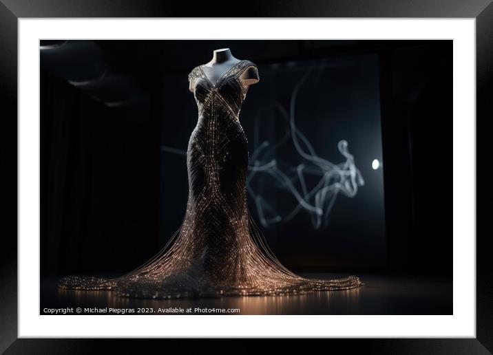 A new design of an elegant evening dress made only of metal wire Framed Mounted Print by Michael Piepgras