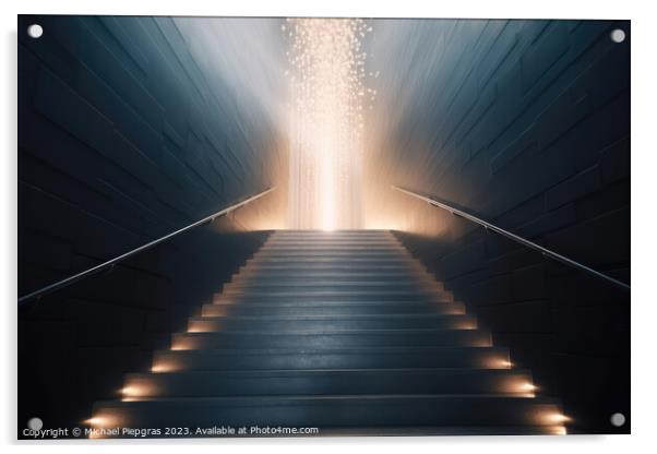 A staircase straight to heaven created with generative AI techno Acrylic by Michael Piepgras