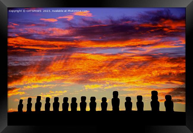 EASTER ISLAND SUNRISE Framed Print by CATSPAWS 