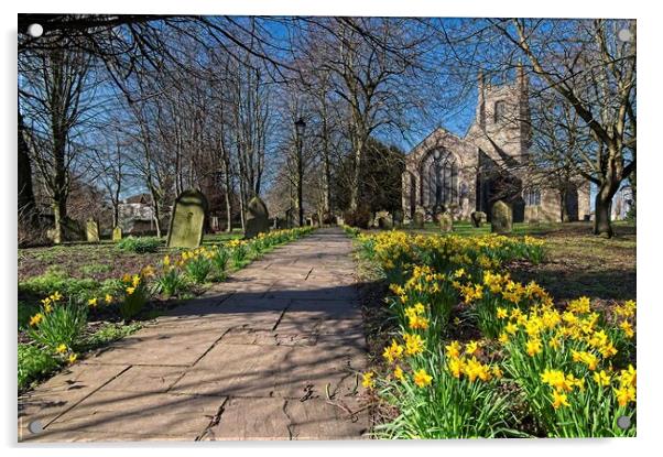 Churchyard Spring Daffodils Acrylic by Martyn Arnold