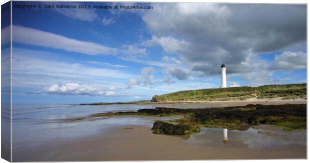 Covesea Lighthouse at Lossiemouth. Canvas Print by John Cameron