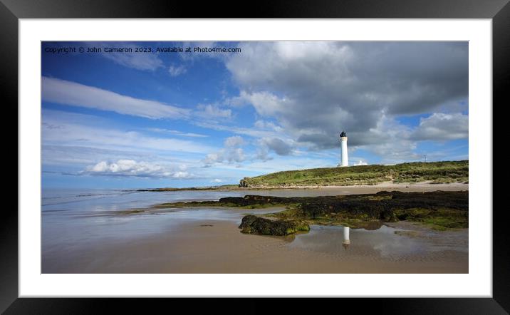 Covesea Lighthouse at Lossiemouth. Framed Mounted Print by John Cameron