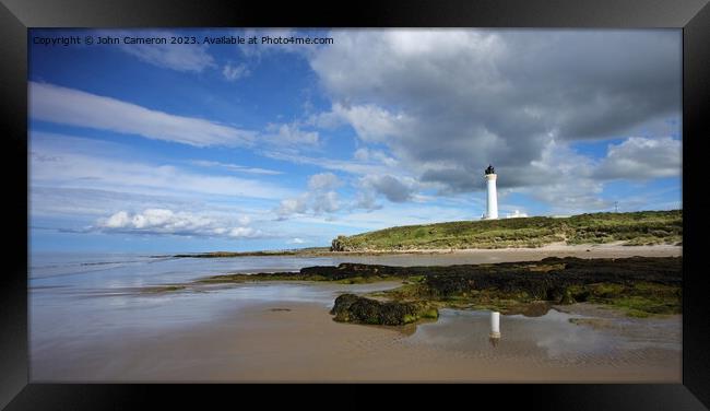 Covesea Lighthouse at Lossiemouth. Framed Print by John Cameron