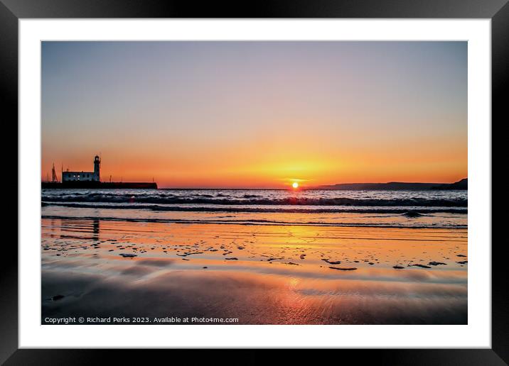 Scarborough South bay sun rising Framed Mounted Print by Richard Perks