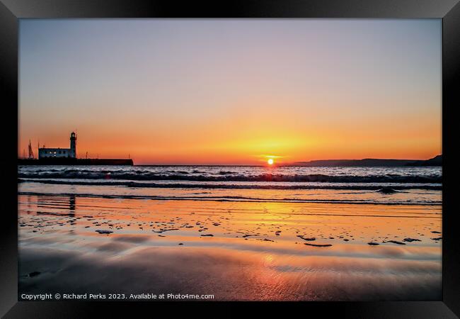 Scarborough South bay sun rising Framed Print by Richard Perks