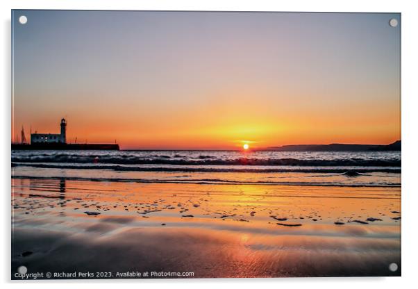 Scarborough South bay sun rising Acrylic by Richard Perks