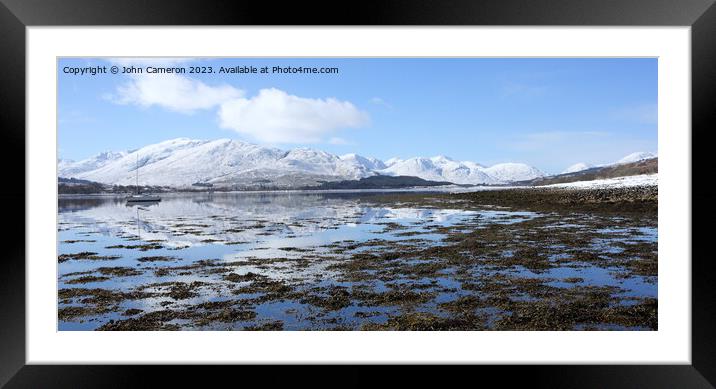Loch Eil reflections in winter. Framed Mounted Print by John Cameron