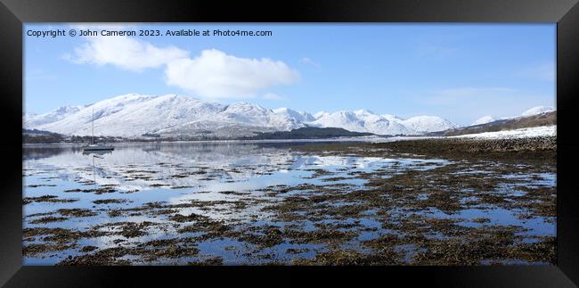 Loch Eil reflections in winter. Framed Print by John Cameron