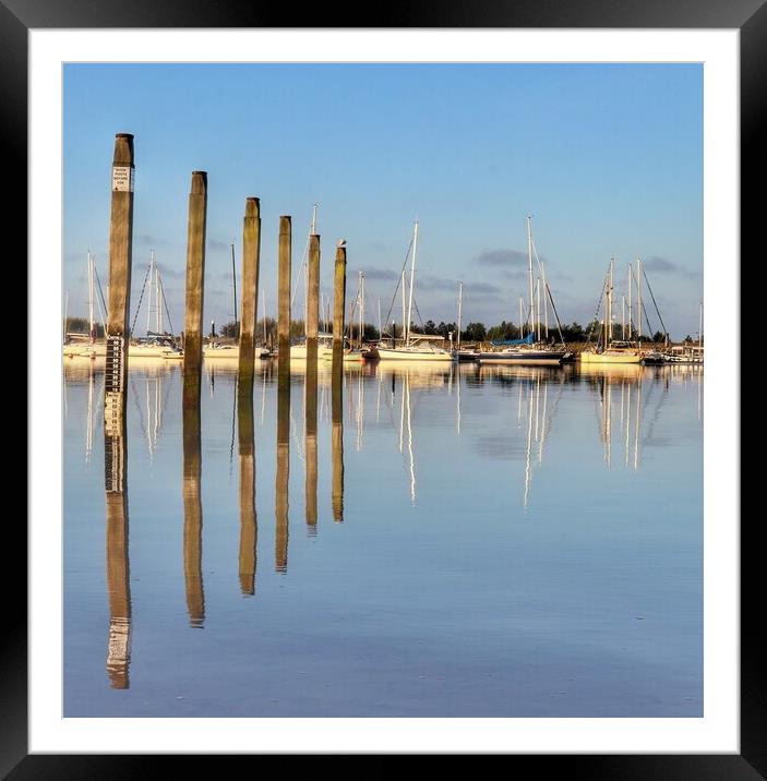 Early morning blue over Brightlingsea hard  Framed Mounted Print by Tony lopez