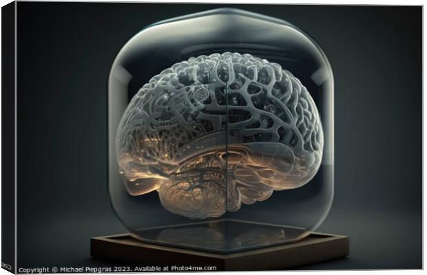A transparent brain that calculates artificial intelligence crea Canvas Print by Michael Piepgras
