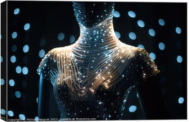 An Elegant Dress Made of Fibre Optic Cables on a Mannequin creat Canvas Print by Michael Piepgras