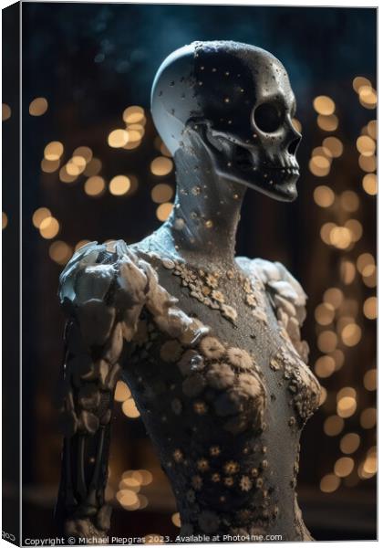 An innovative and elegant dress made of bones and skulls on a Ma Canvas Print by Michael Piepgras