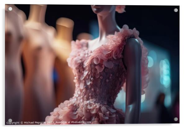 An innovative Elegant Dress made of candyfloss on a Mannequin wi Acrylic by Michael Piepgras