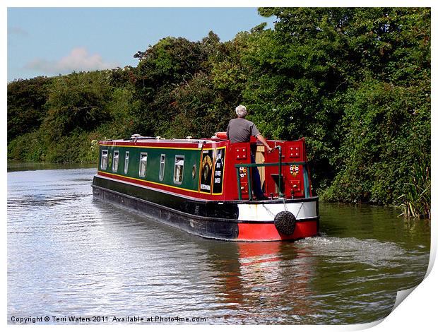 Canal boat Print by Terri Waters