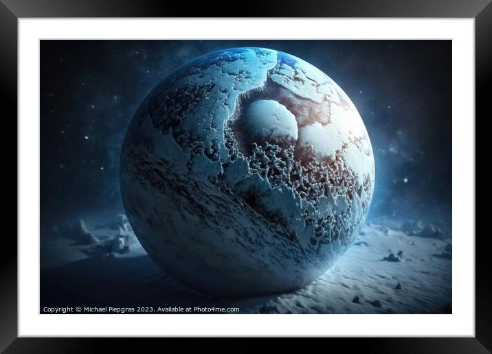 Blue Planet Earth - Playing Ball of Climate Change created with  Framed Mounted Print by Michael Piepgras