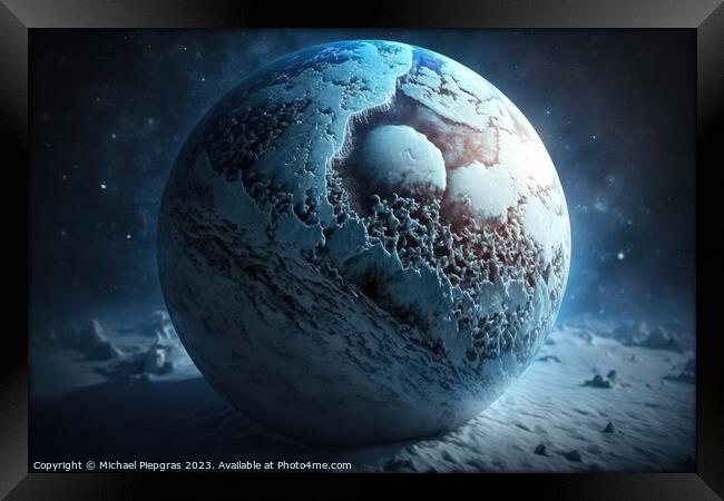 Blue Planet Earth - Playing Ball of Climate Change created with  Framed Print by Michael Piepgras