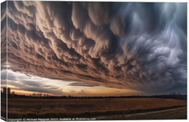 Dramatic asperatus clouds in the sky created with generative AI  Canvas Print by Michael Piepgras