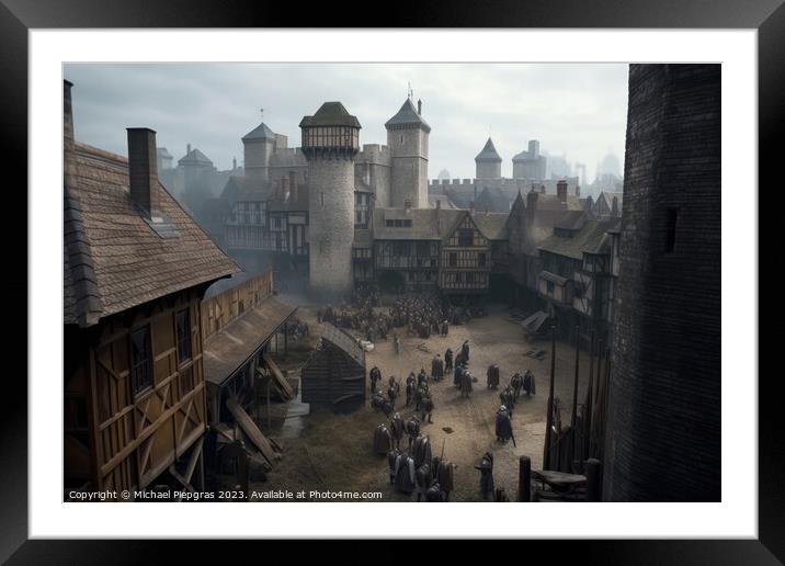 Medieval London dirty look created with generative AI technology Framed Mounted Print by Michael Piepgras