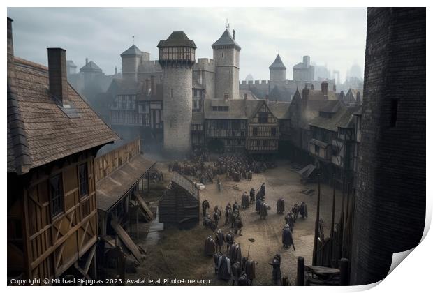 Medieval London dirty look created with generative AI technology Print by Michael Piepgras