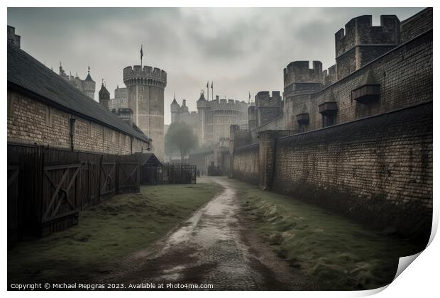 Medieval London dirty look created with generative AI technology Print by Michael Piepgras