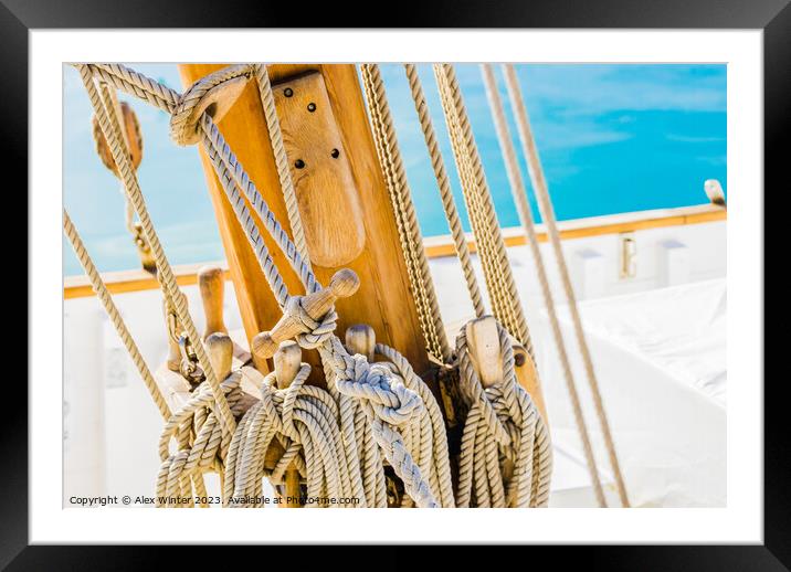Detail view of old sailing yacht Framed Mounted Print by Alex Winter