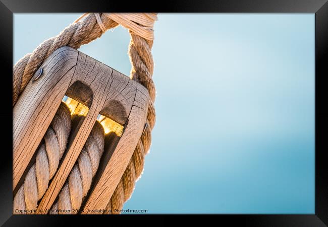 Nautical pulley  Framed Print by Alex Winter