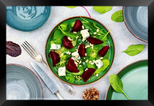 Vitamin salad with beets, cheese and herbs. Framed Print by Mykola Lunov Mykola