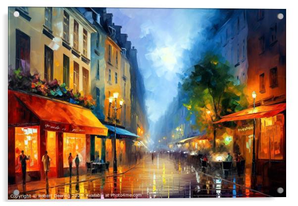 Paris By Night Acrylic by Robert Deering